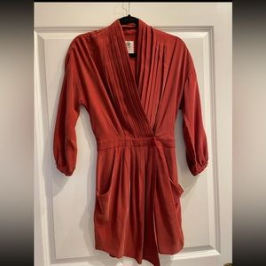Silk Red Wrap Dress - Size Small